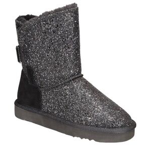 Black glitter suede back bootie